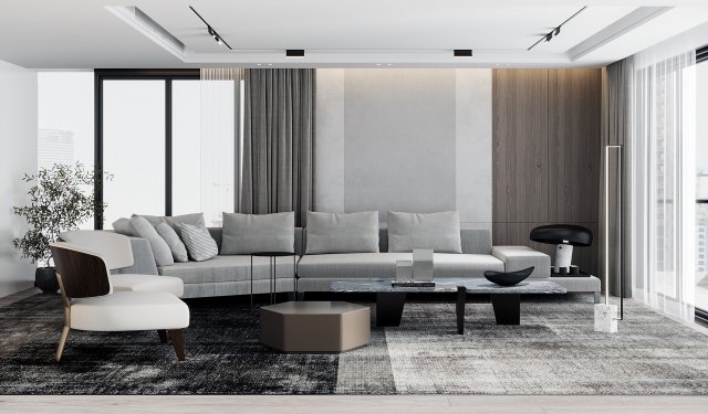 modern living room 3D Модель .c4d .max .obj .3ds .fbx .stl .blend 