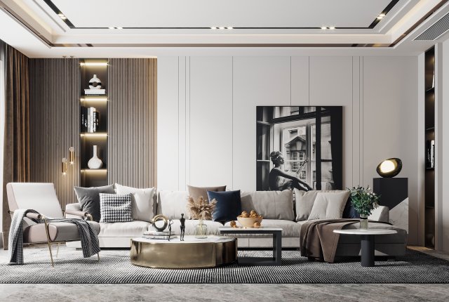 modern living room Modelo 3D .c4d .max .obj .3ds .fbx .stl .blend 