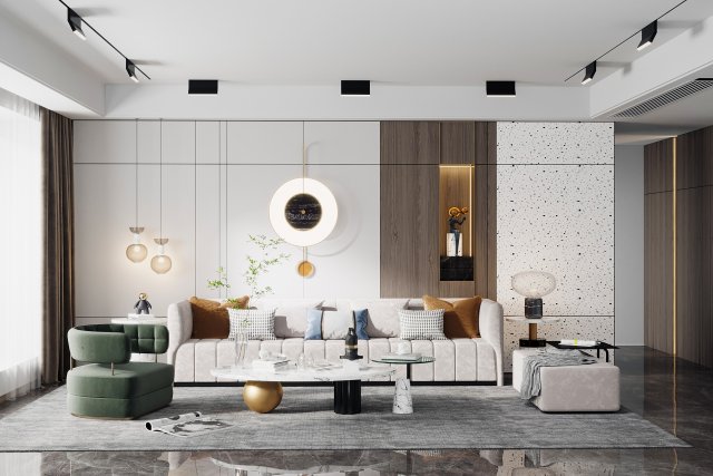 modern living room 3D Модель .c4d .max .obj .3ds .fbx .stl .blend 