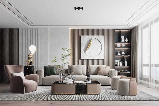 modern living room 3D मॉडल .c4d .max .obj .3ds .fbx .stl .blend 