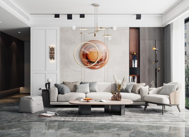 modern living room 3D Модель .c4d .max .obj .3ds .fbx .stl .blend 