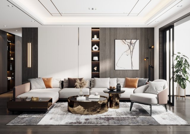 modern living room Modelo 3D .c4d .max .obj .3ds .fbx .stl .blend 