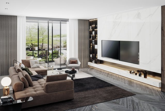 modern living room 3D Модель .c4d .max .obj .3ds .fbx .stl .blend 