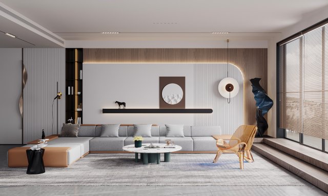 modern living room 3D 模型 .c4d .max .obj .3ds .fbx .stl .blend 