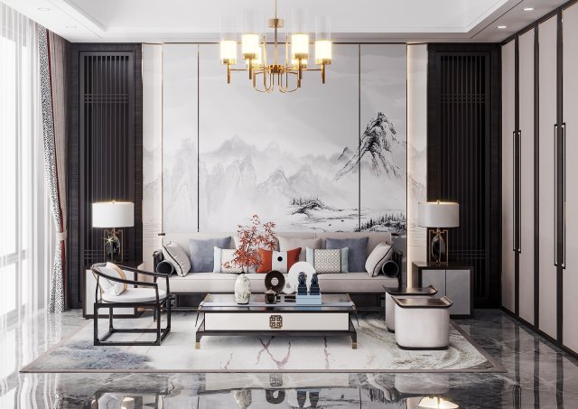 modern living room Modelo 3D .c4d .max .obj .3ds .fbx .stl .blend