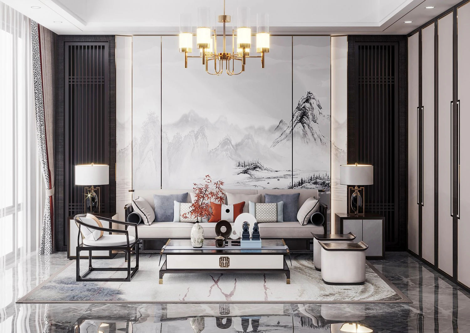 modern living room 3D Model .c4d .max .obj .3ds .fbx .stl .blend