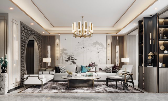 modern living room Modelo 3D .c4d .max .obj .3ds .fbx .stl .blend 