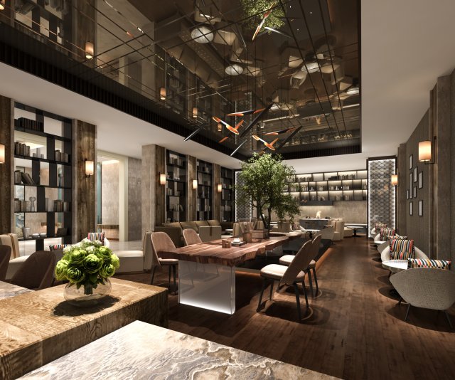 modern hotel lobby Modello 3D .c4d .max .obj .3ds .fbx .stl .blend