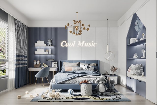 modern childrens room 3D 模型 .c4d .max .obj .3ds .fbx .stl .blend 