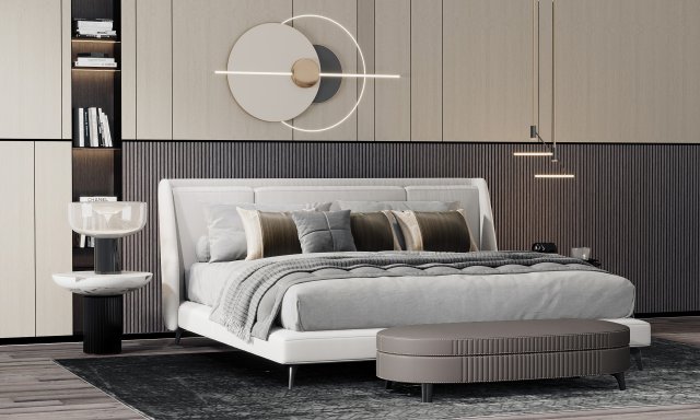 modern double bed Modèle 3D .c4d .max .obj .3ds .fbx .stl .blend 