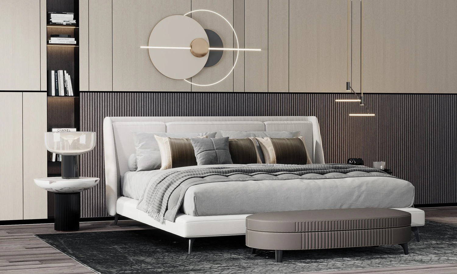 modern double bed 3D Model .c4d .max .obj .3ds .fbx .stl .blend 