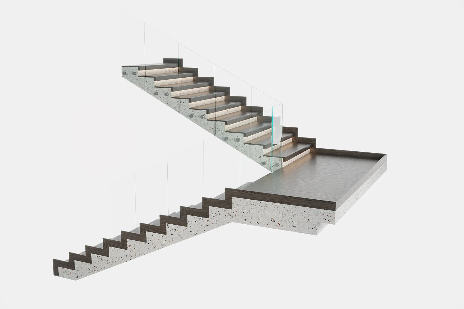 modern staircase 3D Model .c4d .max .obj .3ds .fbx .stl .blend 