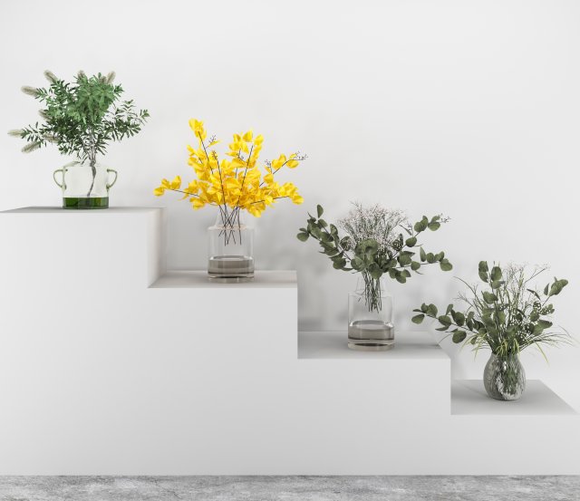 modern potted plants 3D Модель .c4d .max .obj .3ds .fbx .stl .blend 