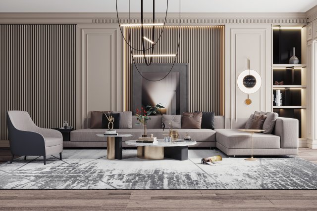 modern living room Modelo 3D .c4d .max .obj .3ds .fbx .stl .blend 