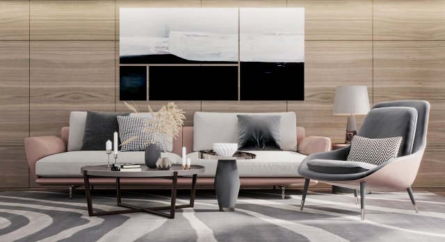 modern living room 3D Modell .c4d .max .obj .3ds .fbx .stl .blend 