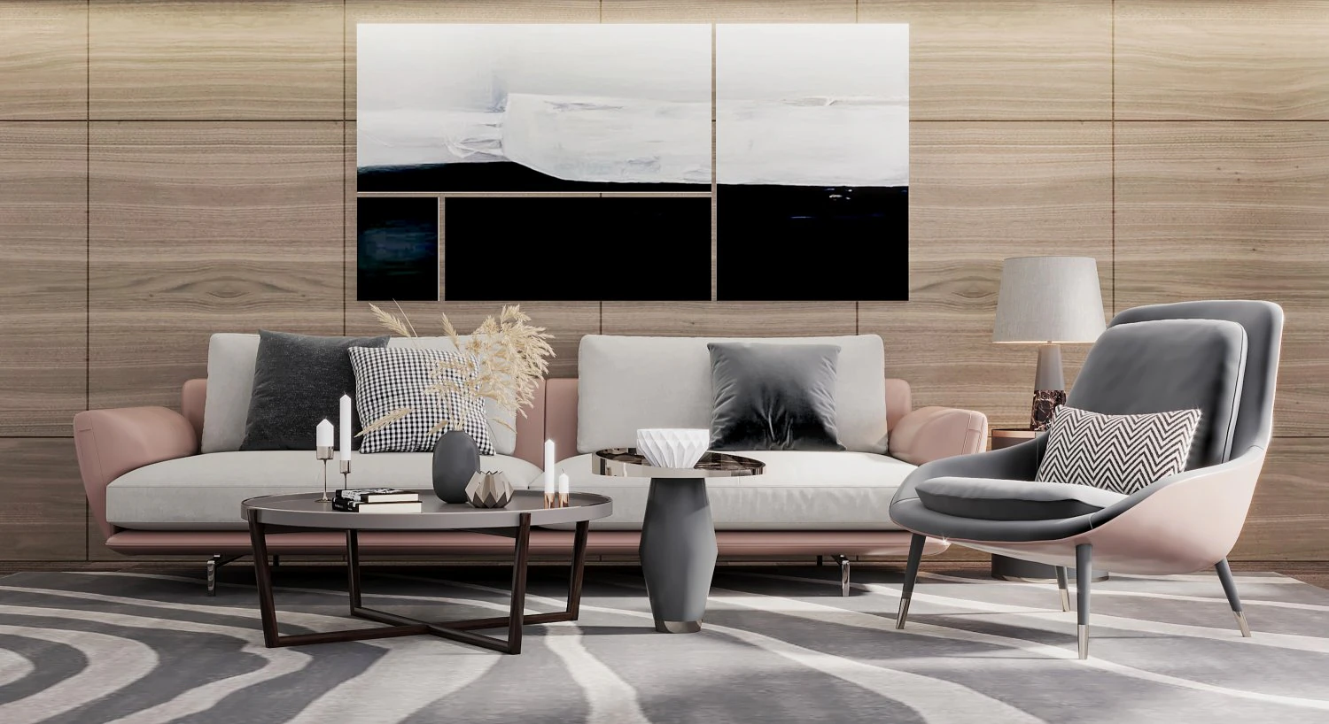 modern living room 3D Model .c4d .max .obj .3ds .fbx .stl .blend 