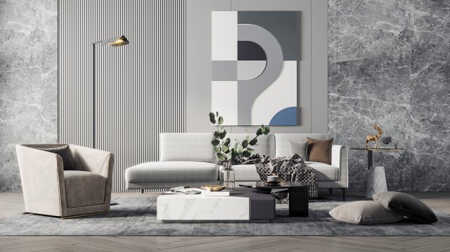 modern living room 3D Modell .c4d .max .obj .3ds .fbx .stl .blend 