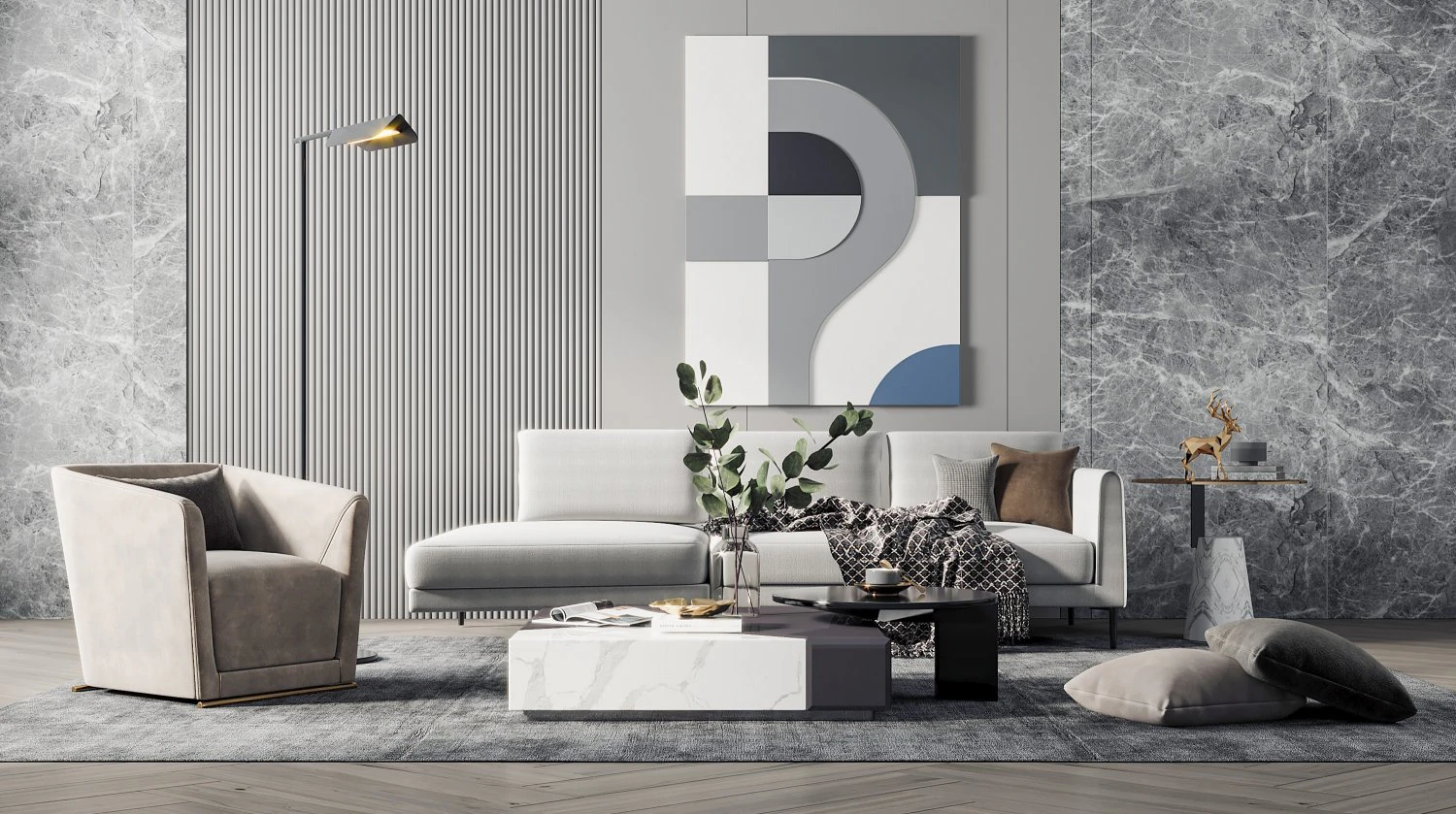 modern living room 3D Model .c4d .max .obj .3ds .fbx .stl .blend