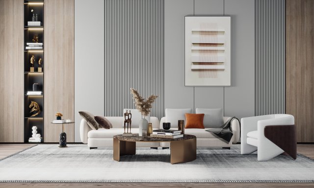 modern living room 3D Модель .c4d .max .obj .3ds .fbx .stl .blend