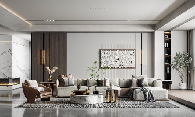 modern living room Modelo 3D .c4d .max .obj .3ds .fbx .stl .blend 