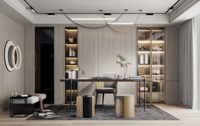 modern study 3D Model .c4d .max .obj .3ds .fbx .stl .blend 