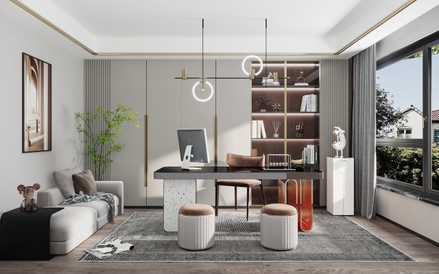 modern study 3Dモデル .c4d .max .obj .3ds .fbx .stl .blend 