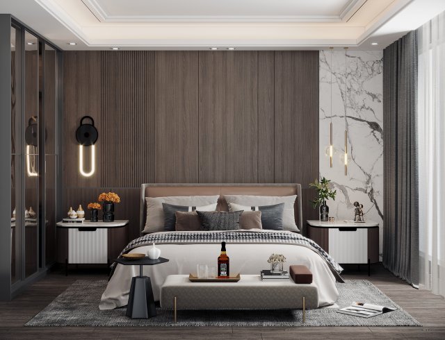 modern bedroom 3D मॉडल .c4d .max .obj .3ds .fbx .stl .blend 