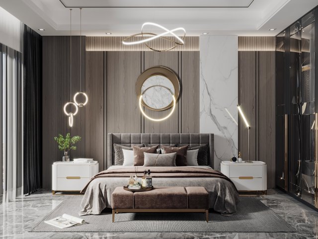 modern bedroom 3D Model .c4d .max .obj .3ds .fbx .stl .blend 