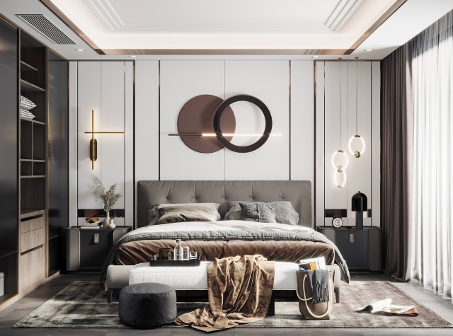 modern bedroom 3D Model .c4d .max .obj .3ds .fbx .stl .blend 