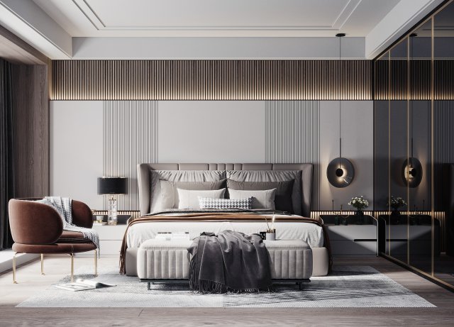 modern bedroom 3D Model .c4d .max .obj .3ds .fbx .stl .blend 