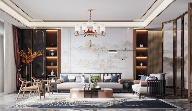 modern living room 3D Model .c4d .max .obj .3ds .fbx .stl .blend 