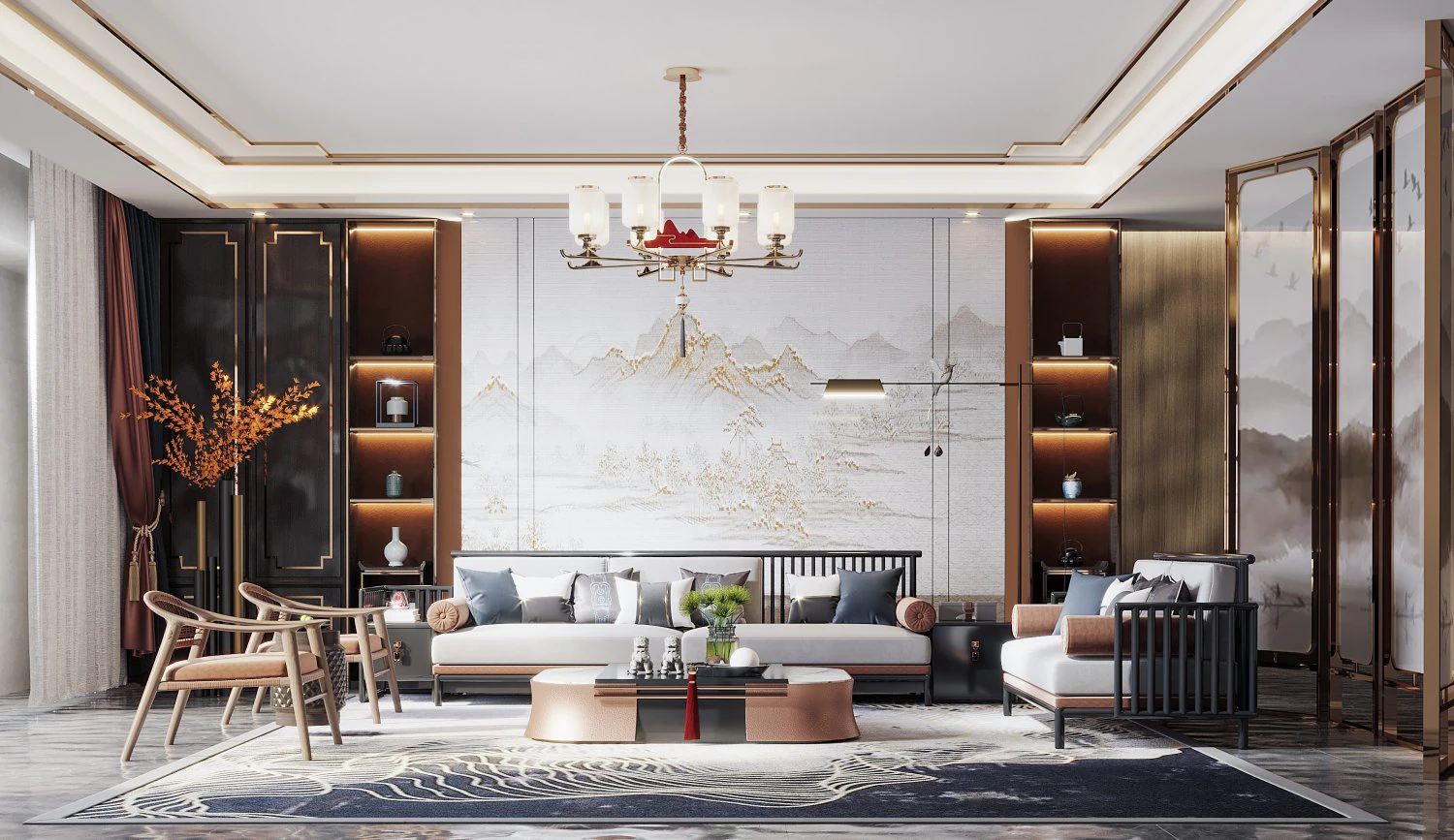 modern living room 3D Model .c4d .max .obj .3ds .fbx .stl .blend