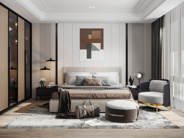 modern bedroom 3D Model .c4d .max .obj .3ds .fbx .stl .blend 