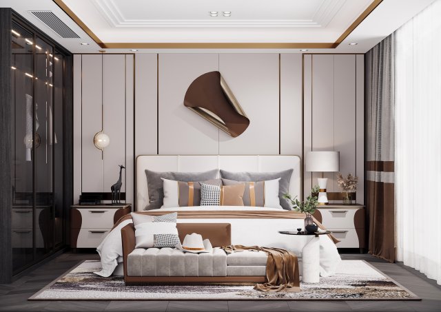 modern bedroom 3D Model .c4d .max .obj .3ds .fbx .stl .blend 