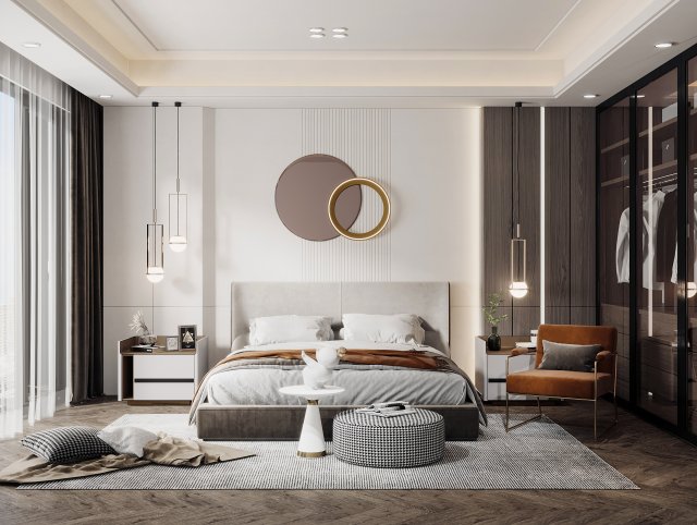 modern bedroom Modelo 3D .c4d .max .obj .3ds .fbx .stl .blend 