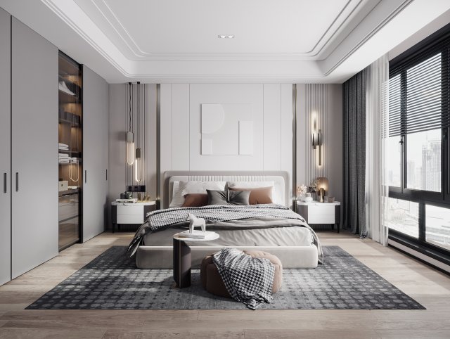 modern bedroom 3D 模型 .c4d .max .obj .3ds .fbx .stl .blend 