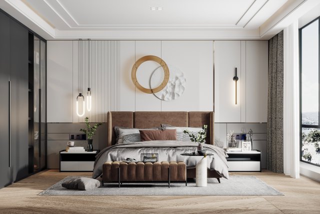 modern bedroom Model 3D .c4d .max .obj .3ds .fbx .stl .blend