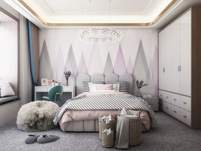 modern childrens room 3D Модель .c4d .max .obj .3ds .fbx .stl .blend 