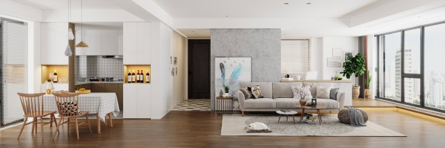 nordic living room Model 3D .c4d .max .obj .3ds .fbx .stl .blend 