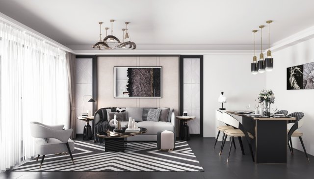 modern living room Modèle 3D .c4d .max .obj .3ds .fbx .stl .blend 