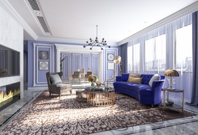 american living room Modèle 3D .c4d .max .obj .3ds .fbx .stl .blend 