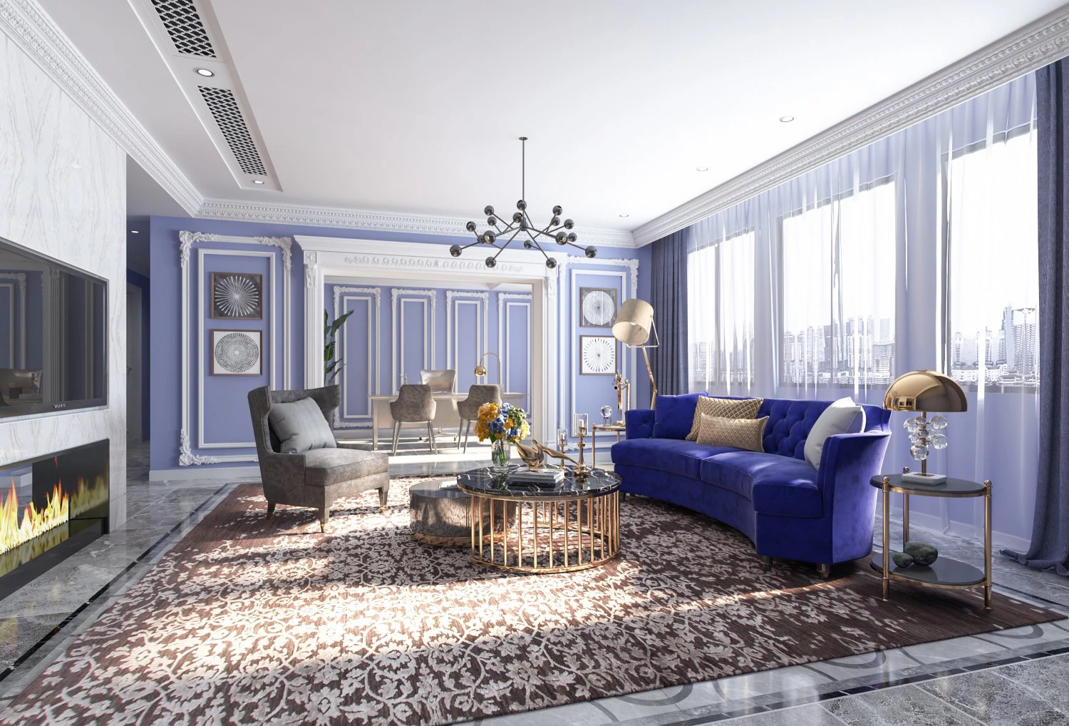 american living room 3D Model .c4d .max .obj .3ds .fbx .stl .blend 