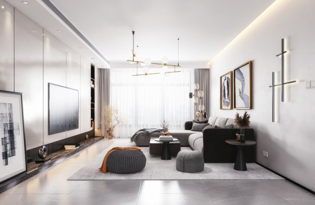 modern living room 3D Model .c4d .max .obj .3ds .fbx .stl .blend 