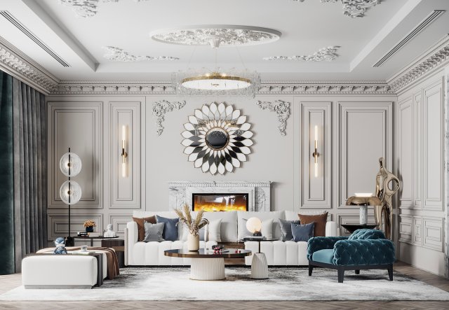 american living room Modelo 3D .c4d .max .obj .3ds .fbx .stl .blend 
