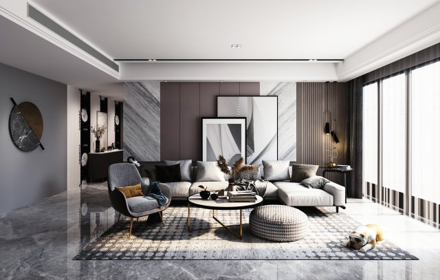 modern living room Modelo 3D .c4d .max .obj .3ds .fbx .stl .blend 