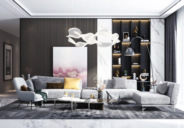 modern living room Modelo 3D .c4d .max .obj .3ds .fbx .stl .blend 