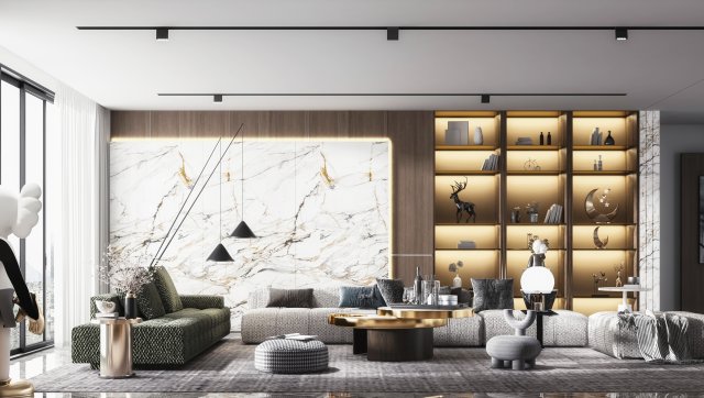 modern living room 3D Model .c4d .max .obj .3ds .fbx .stl .blend 
