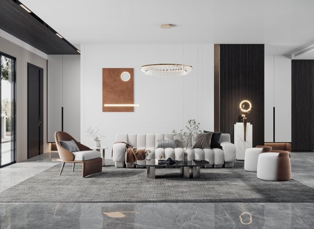 modern living room 3D 모델 .c4d .max .obj .3ds .fbx .stl .blend