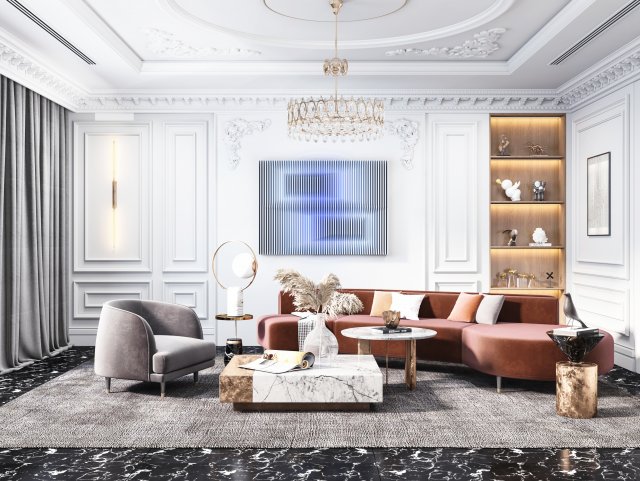 modern living room Modèle 3D .c4d .max .obj .3ds .fbx .stl .blend 