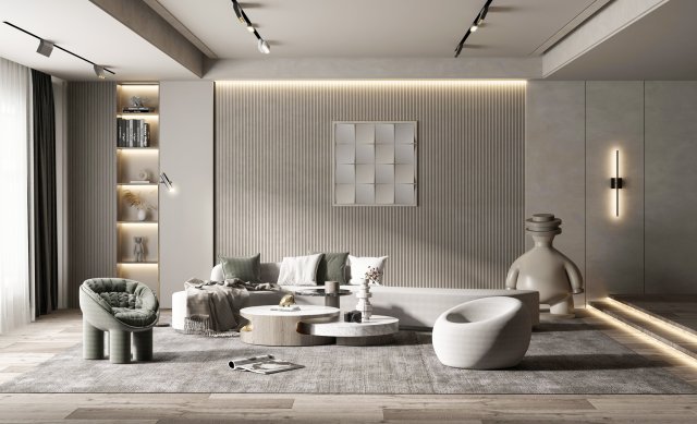 modern living room 3D Model .c4d .max .obj .3ds .fbx .stl .blend